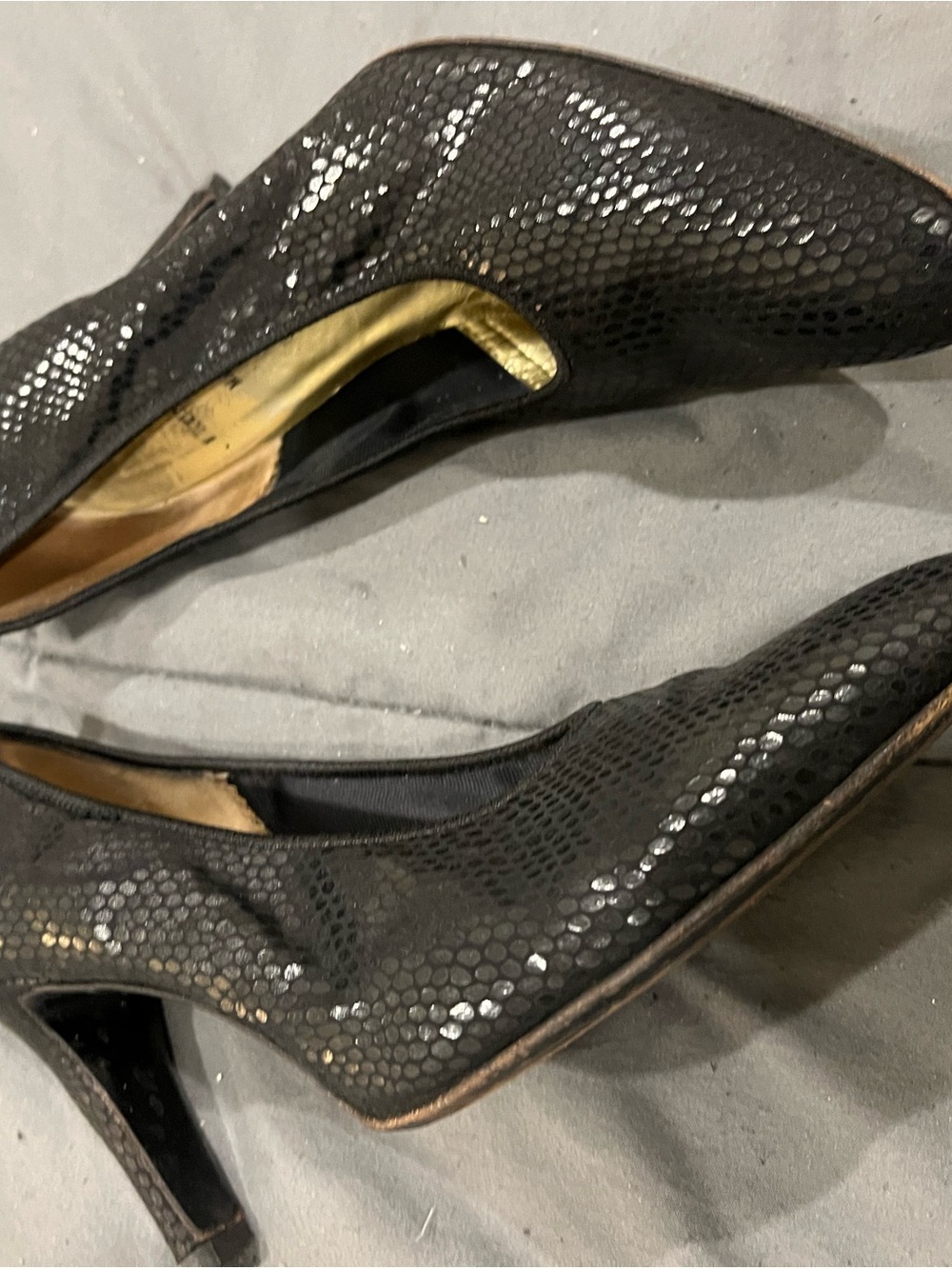 Bruno Magli Black Snake-Embossed Pointed Toe Pumps